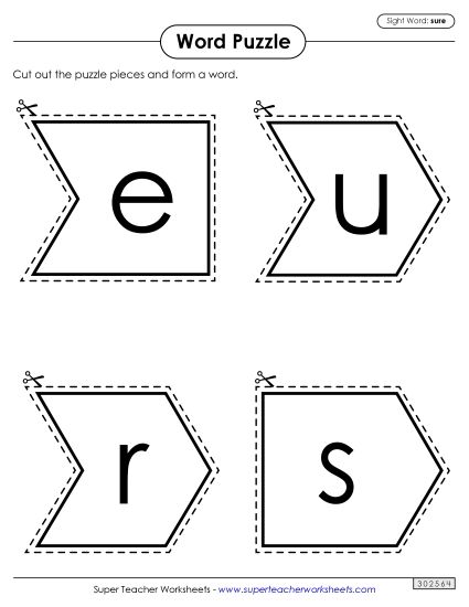 Word Puzzle: Sure (Printable PDF Worksheet)