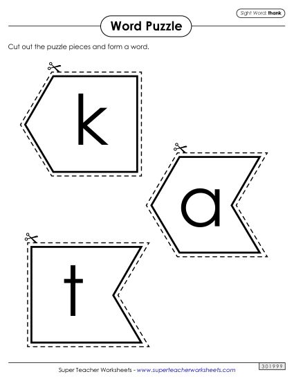 Word Puzzle: Thank (Printable PDF Worksheet)