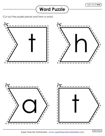 Word Puzzle: That (Printable PDF Worksheet)