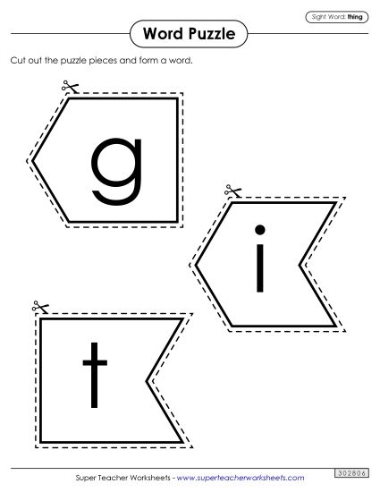Word Puzzle: Thing (Printable PDF Worksheet)