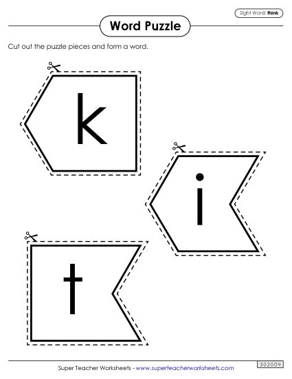 Word Puzzle: Think (Printable PDF Worksheet)