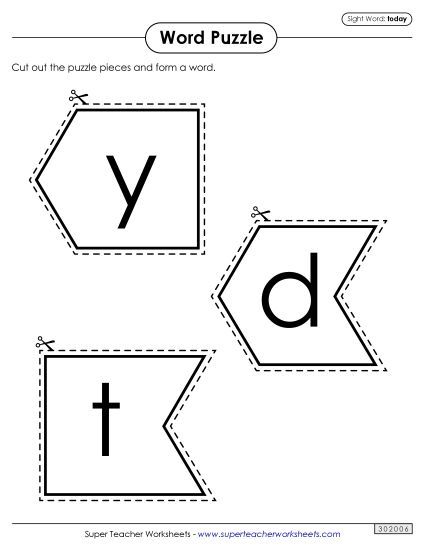 Word Puzzle: Today (Printable PDF Worksheet)