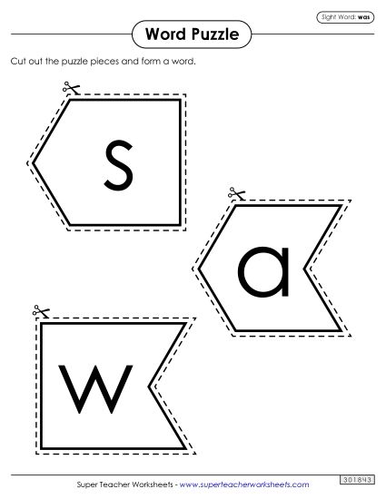 Word Puzzle: Was (Printable PDF Worksheet)