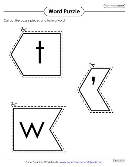 Word Puzzle: Wasn't (Printable PDF Worksheet)