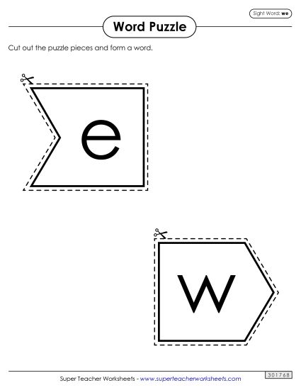 Word Puzzle: We (Printable PDF Worksheet)