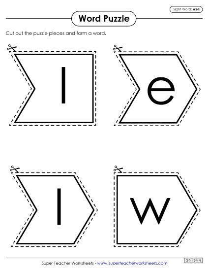 Word Puzzle: Well (Printable PDF Worksheet)