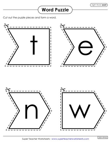 Word Puzzle: Went (Printable PDF Worksheet)