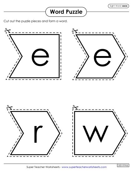Word Puzzle: Were (Printable PDF Worksheet)