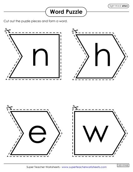 Word Puzzle: When (Printable PDF Worksheet)