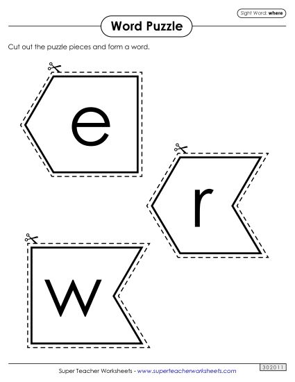 Word Puzzle: Where (Printable PDF Worksheet)