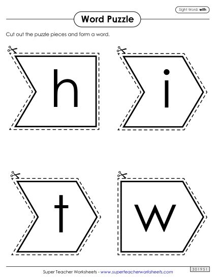Word Puzzle: With (Printable PDF Worksheet)