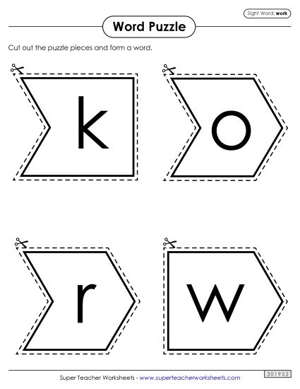 Word Puzzle: Work (Printable PDF Worksheet)