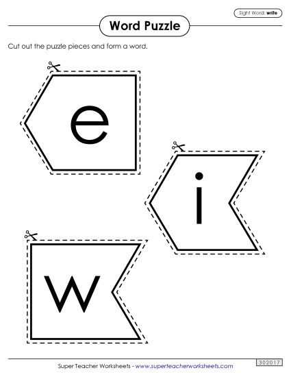Word Puzzle: Write (Printable PDF Worksheet)