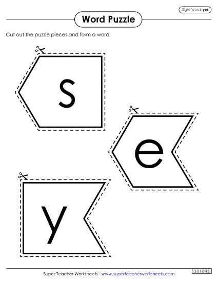 Word Puzzle: Yes (Printable PDF Worksheet)