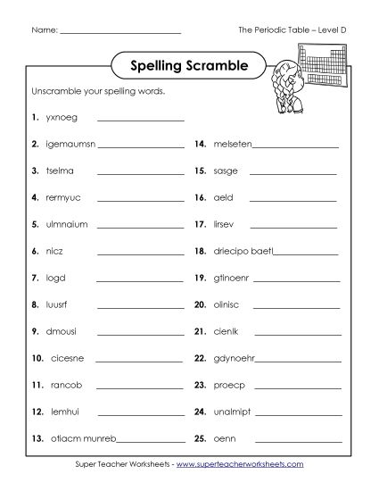 Worksheets and Activities  - Word Scramble  (Printable PDF Worksheet)