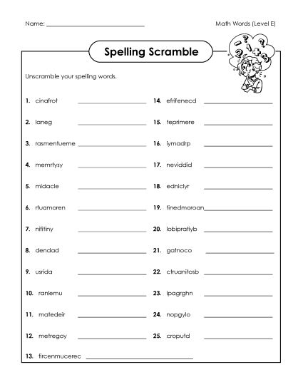Worksheets and Activities - Word Scramble (Printable PDF Worksheet)