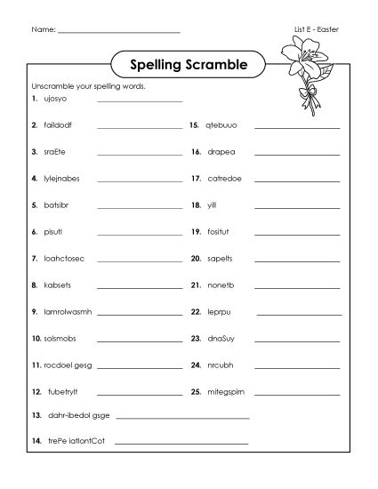 Worksheets and Puzzles - Word Scramble (Printable PDF Worksheet)