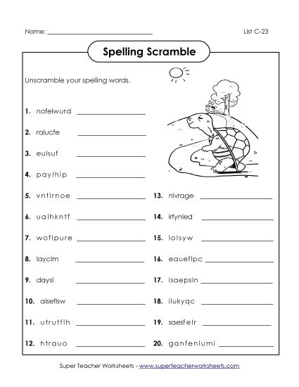 Worksheets - Word Scramble (C-23) (Printable PDF Worksheet)