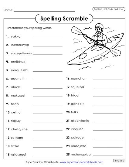 Worksheets and Puzzles - Word Scramble (F-6) (Printable PDF Worksheet)