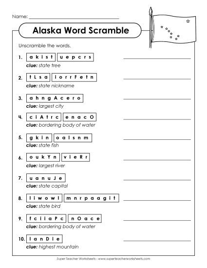 Puzzles - Word Scramble (Printable PDF Worksheet)