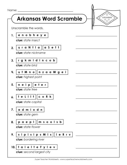 Puzzles - Word Scramble (Printable PDF Worksheet)