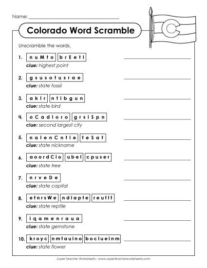 Puzzles - Word Scramble (Printable PDF Worksheet)