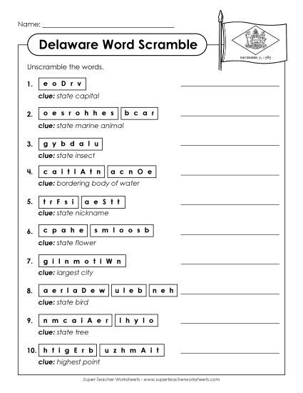 Puzzles - Word Scramble (Printable PDF Worksheet)