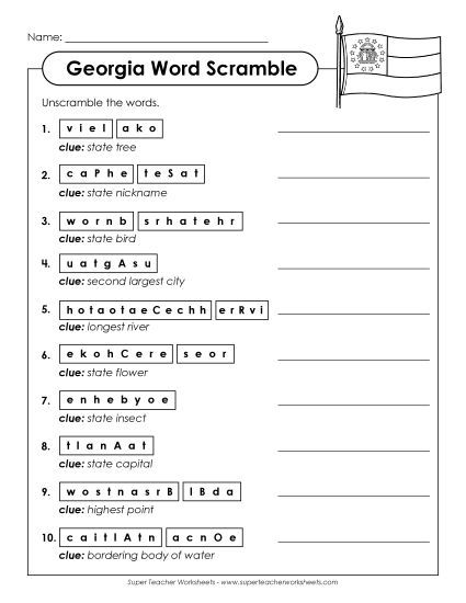 Puzzles - Word Scramble (Printable PDF Worksheet)