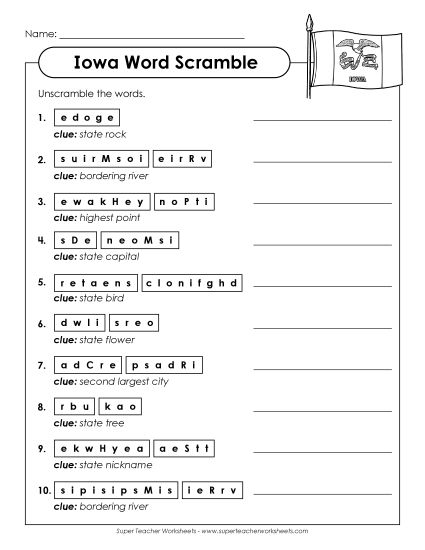Puzzles - Word Scramble (Printable PDF Worksheet)
