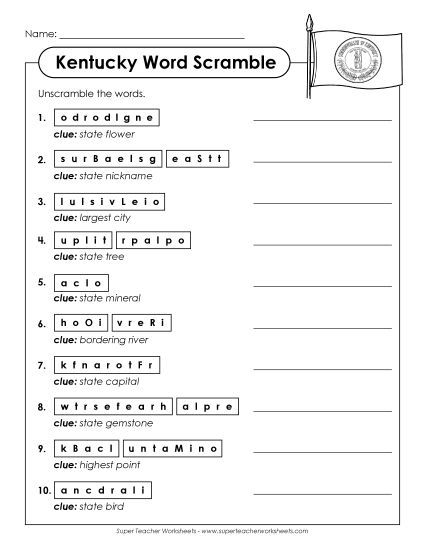 Puzzles - Word Scramble (Printable PDF Worksheet)