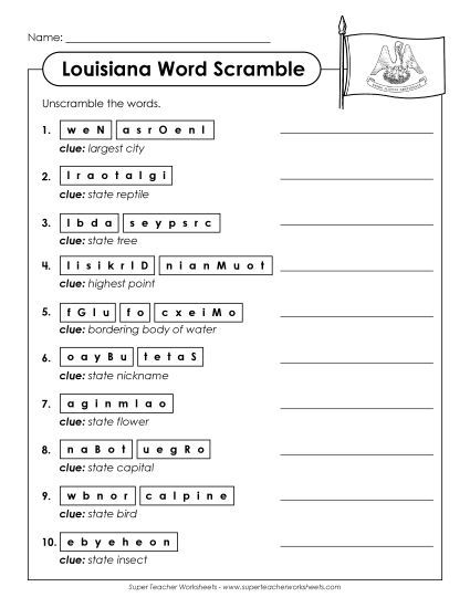 Puzzles - Word Scramble (Printable PDF Worksheet)