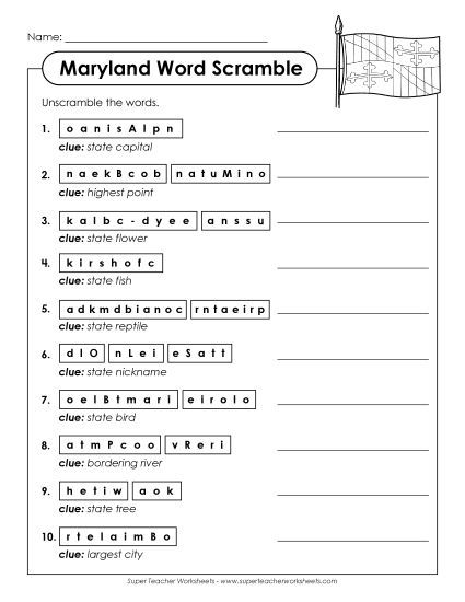 Puzzles - Word Scramble (Printable PDF Worksheet)