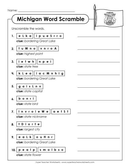 Puzzles - Word Scramble (Printable PDF Worksheet)