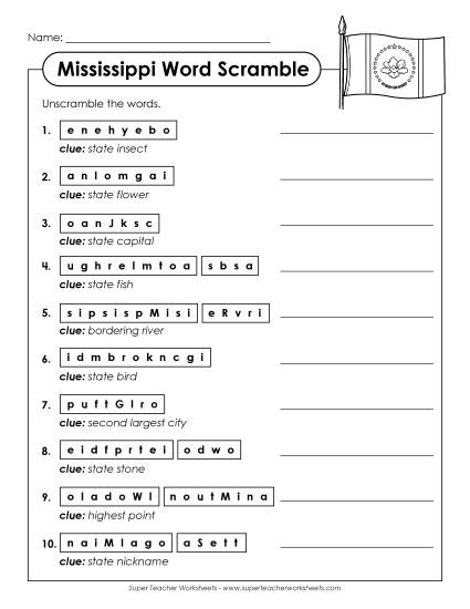 Puzzles - Word Scramble (Printable PDF Worksheet)