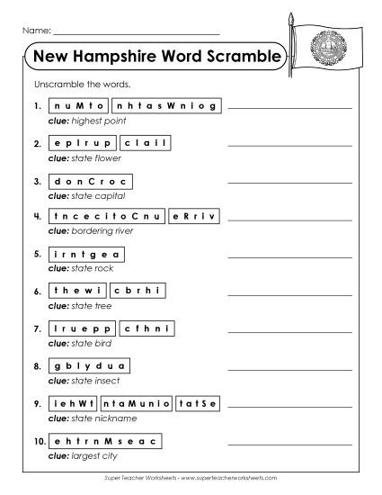 Puzzles - Word Scramble (Printable PDF Worksheet)