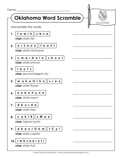 Puzzles - Word Scramble (Printable PDF Worksheet)