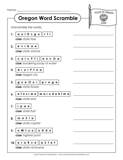 Puzzles - Word Scramble (Printable PDF Worksheet)