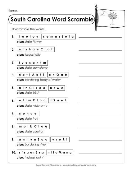 Puzzles - Word Scramble (Printable PDF Worksheet)