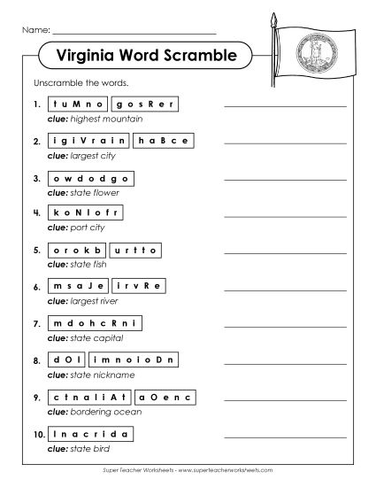Puzzles - Word Scramble (Printable PDF Worksheet)