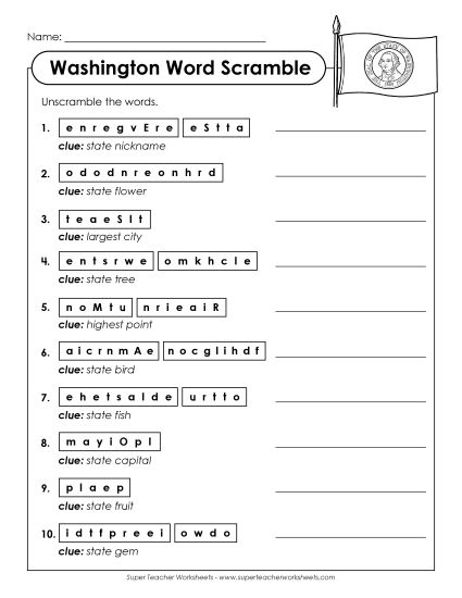 Puzzles - Word Scramble (Printable PDF Worksheet)
