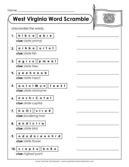 Puzzles - Word Scramble (Printable PDF Worksheet)