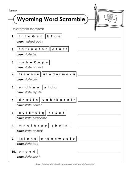 Puzzles - Word Scramble (Printable PDF Worksheet)