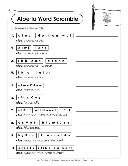 Puzzles - Word Scramble (Printable PDF Worksheet)
