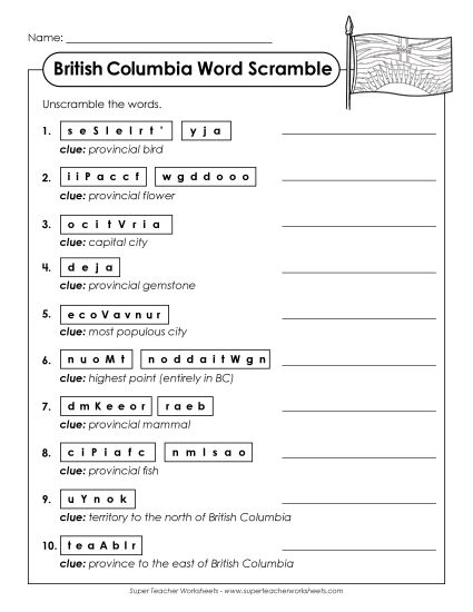 Puzzles - Word Scramble (Printable PDF Worksheet)