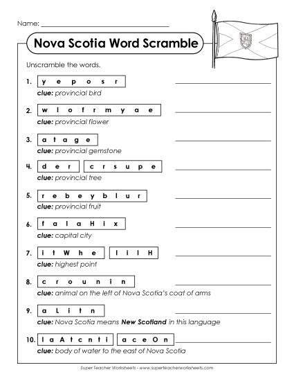 Puzzles - Word Scramble (Printable PDF Worksheet)