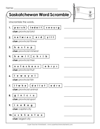 Puzzles - Word Scramble (Printable PDF Worksheet)