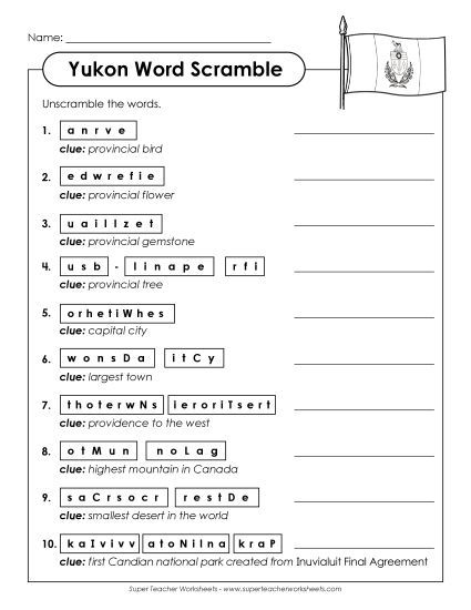 Puzzles - Word Scramble (Printable PDF Worksheet)