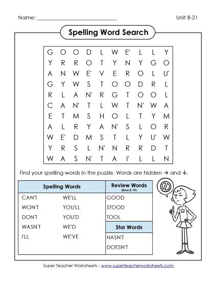 Worksheets - Word Search (B-21) (Printable PDF Worksheet)
