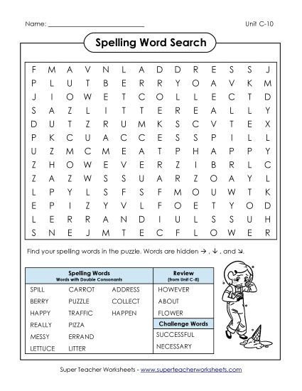 Worksheets - Word Search (C-10) (Printable PDF Worksheet)
