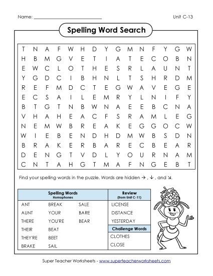 Worksheets - Word Search (C-13) (Printable PDF Worksheet)